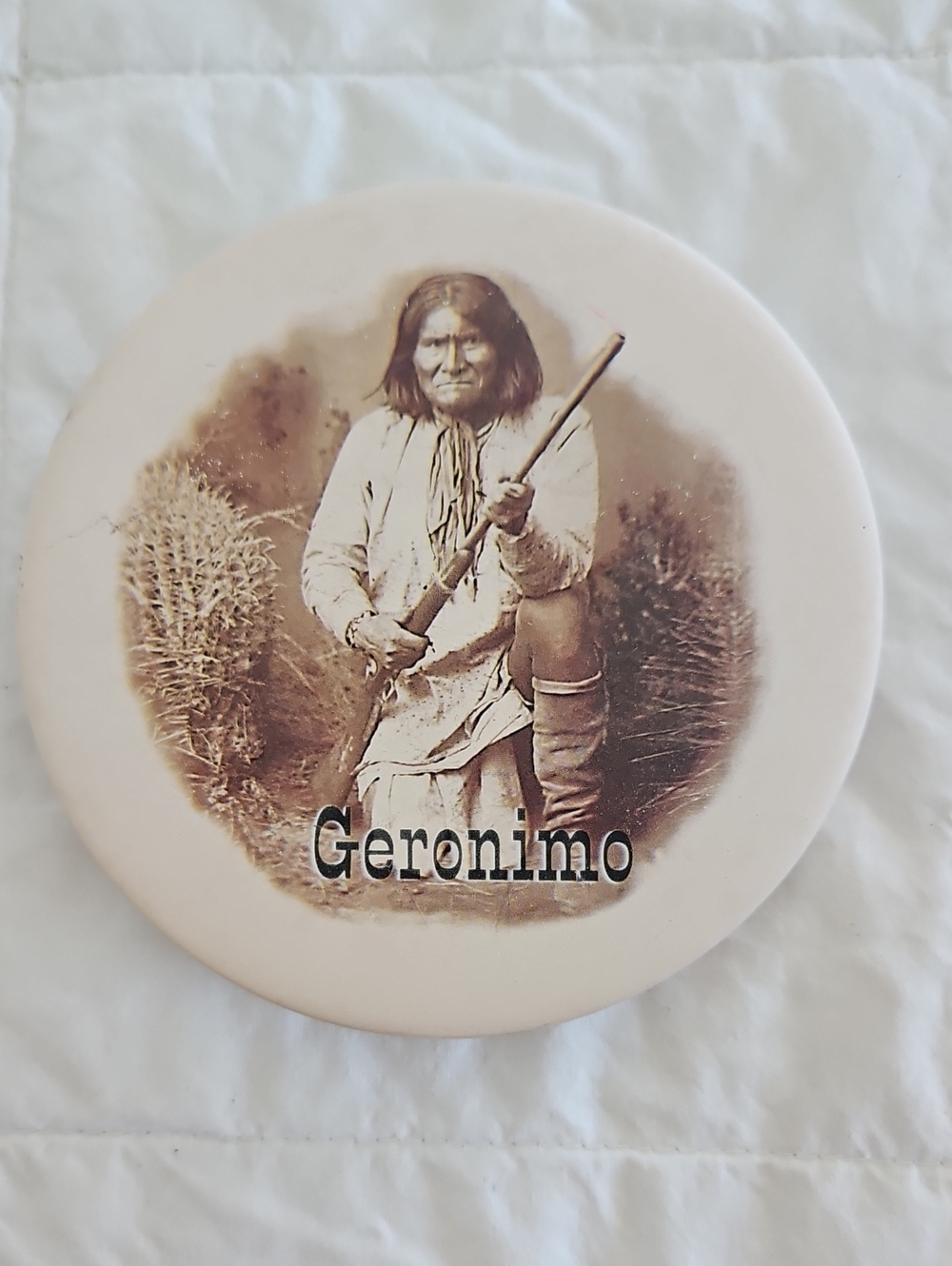 Decorative Ceramic Coaster Sepia Tone Photo Of Geronimo, Apache Leader
